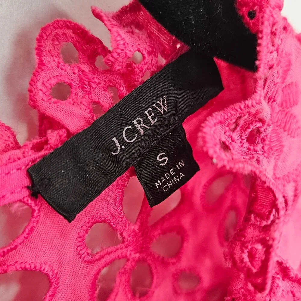 J.Crew Pink Eyelet Mockneck Top with Flutter Sleeves Size S - Picture 5 of 9